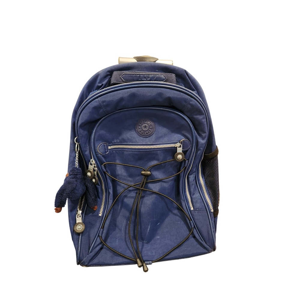 Kipling Blue Medium Backpack 19×15×7 Pre‑Owned Worn Base & Straps